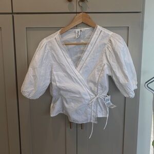 NWT White cotton wrap top
